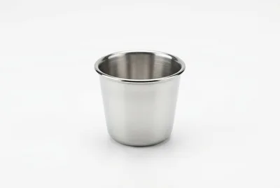 Stainless Steel Condiment Cup On White Background