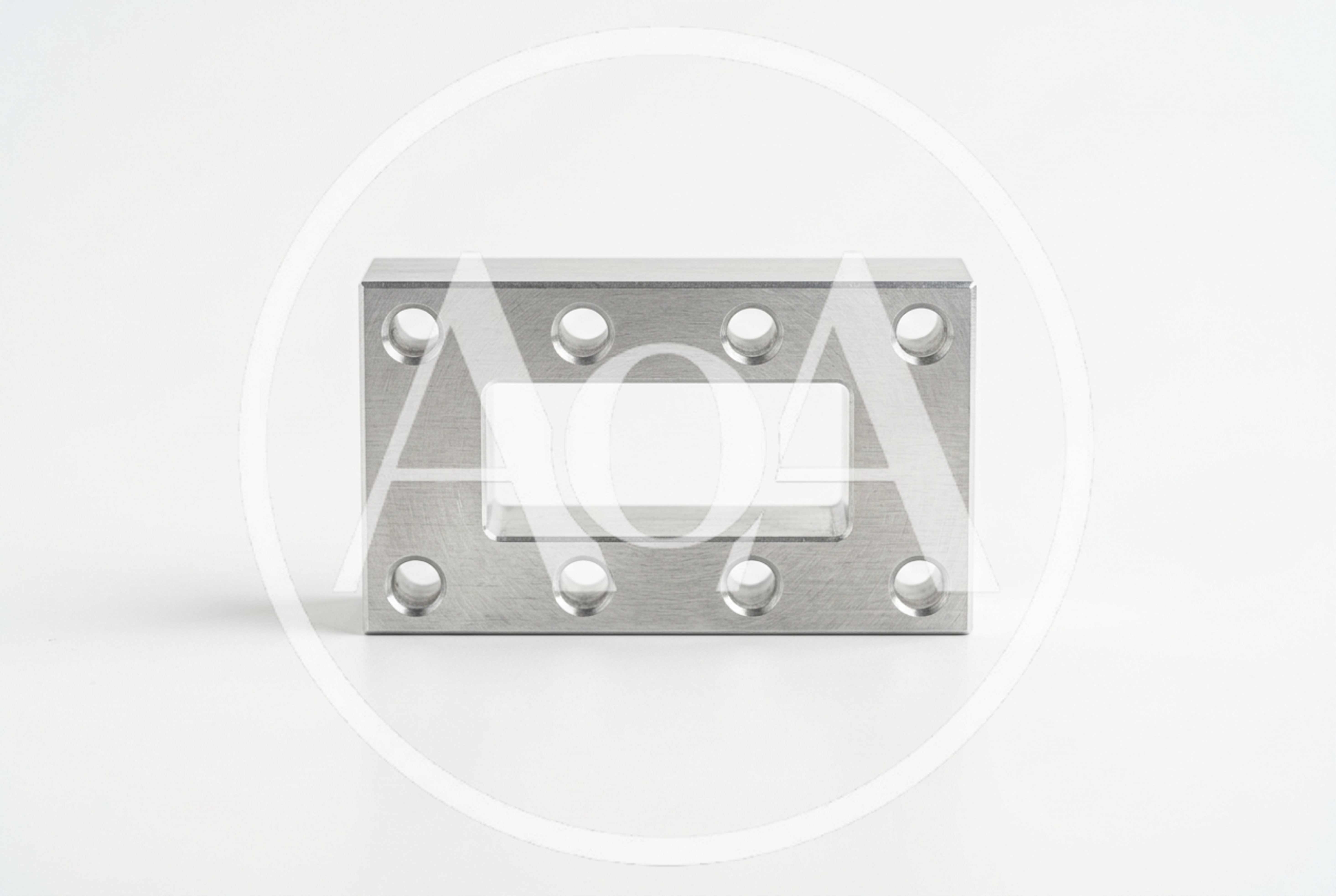 Rectangular Metal Flange With Eight Bolt Holes