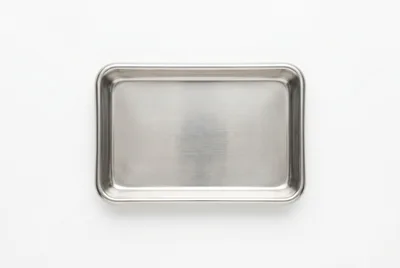 Top View Of A Rectangular Stainless Steel Tray