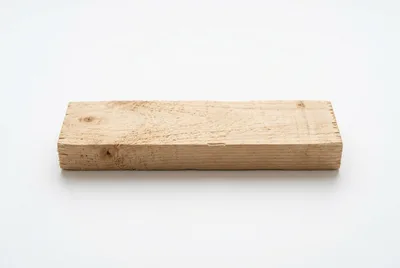 Single Rectangular Wooden Plank On White Background