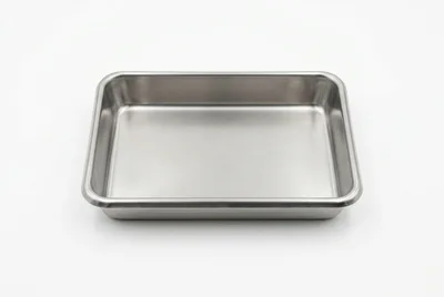 Empty Rectangular Stainless Steel Baking Tray