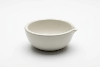 White Ceramic Mortar Bowl on White Background