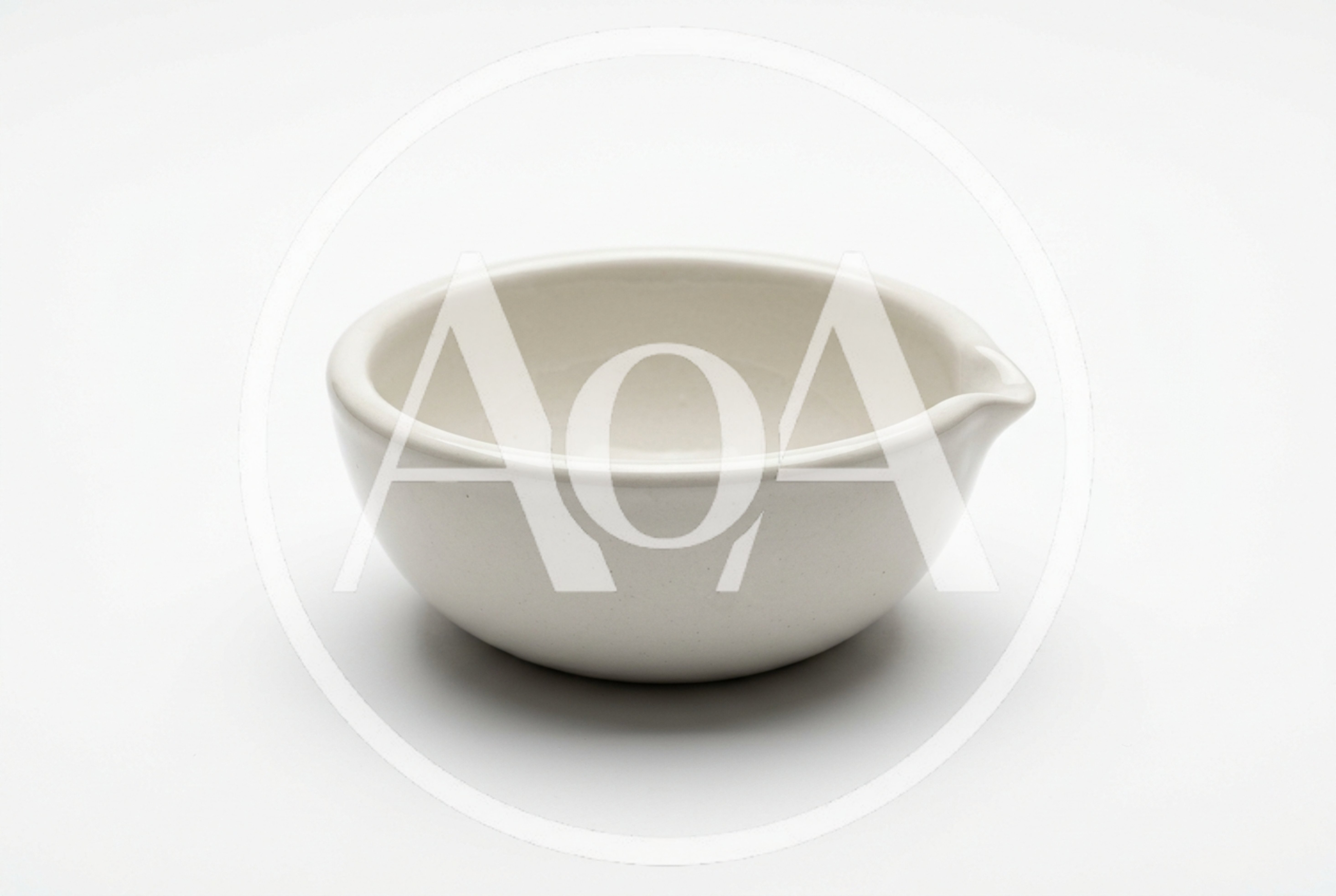 White Ceramic Mortar Bowl on White Background