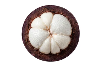 Cross Section Of A Fresh Purple Mangosteen Fruit