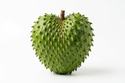 Fresh Green Soursop Fruit Isolated On White Background
