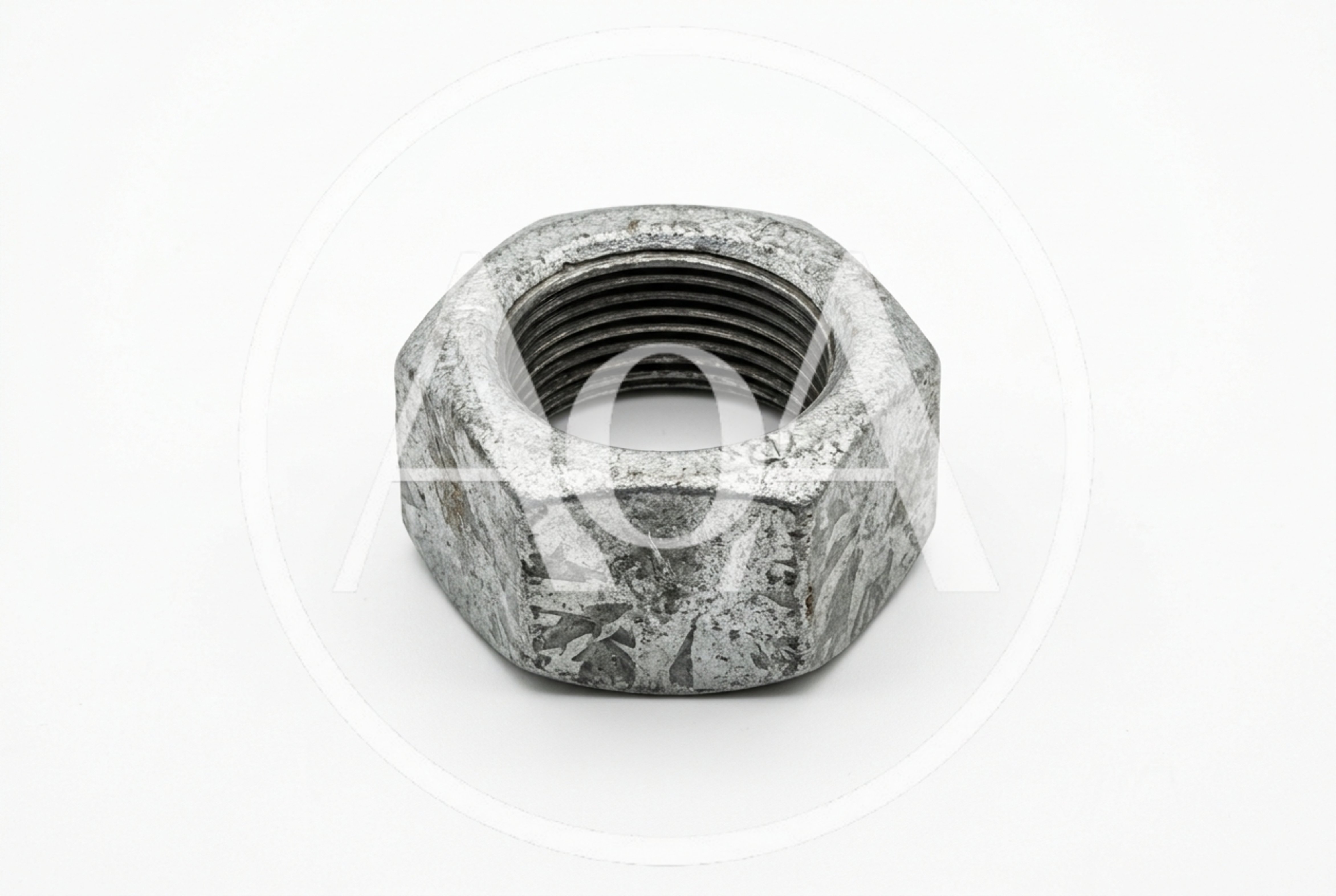Galvanized Steel Hex Nut Isolated On White Background