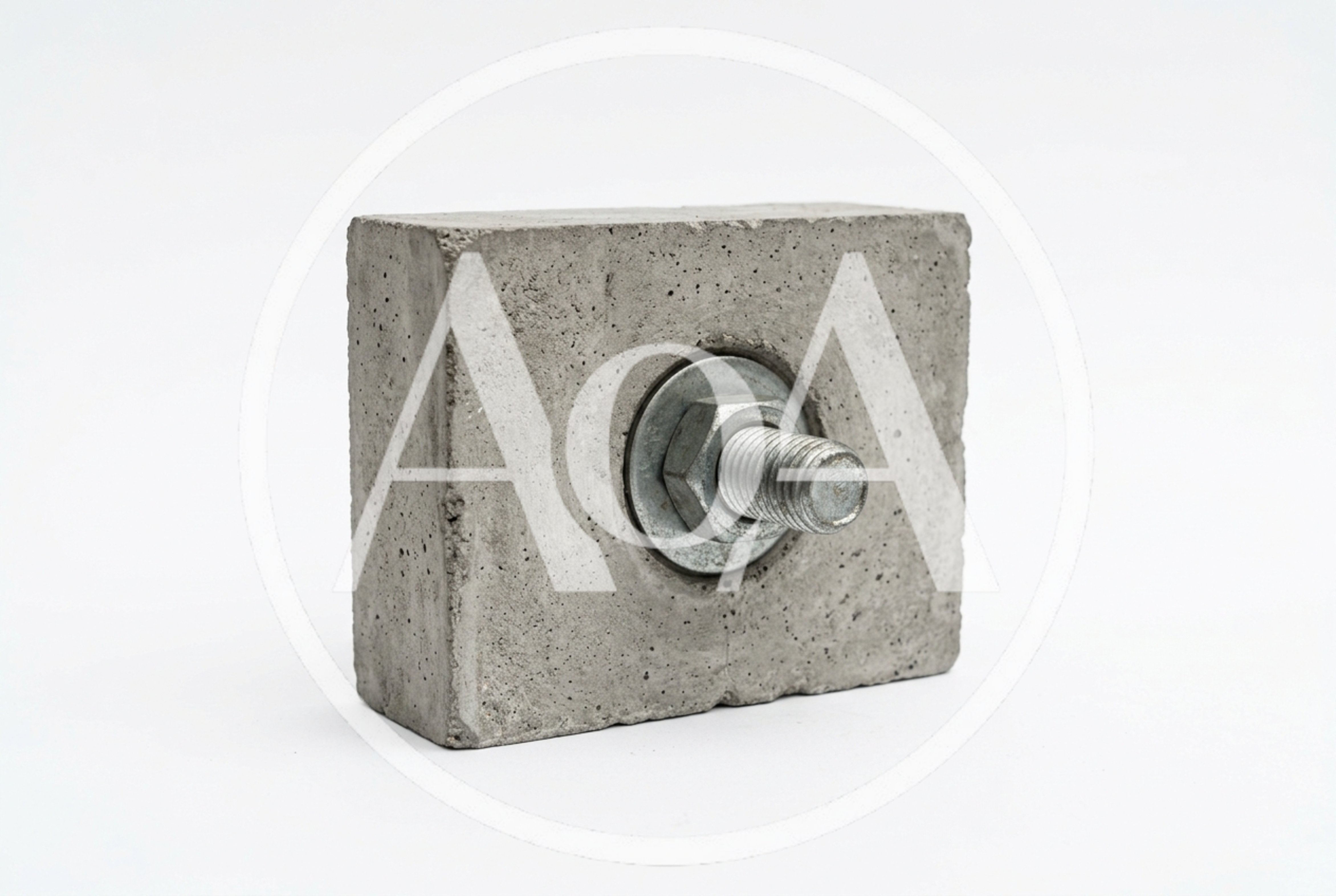 Concrete Block With Metal Bolt And Nut