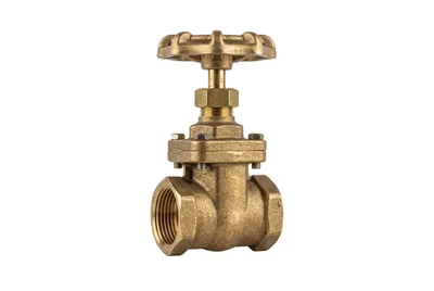 Brass Gate Valve Isolated On White Background