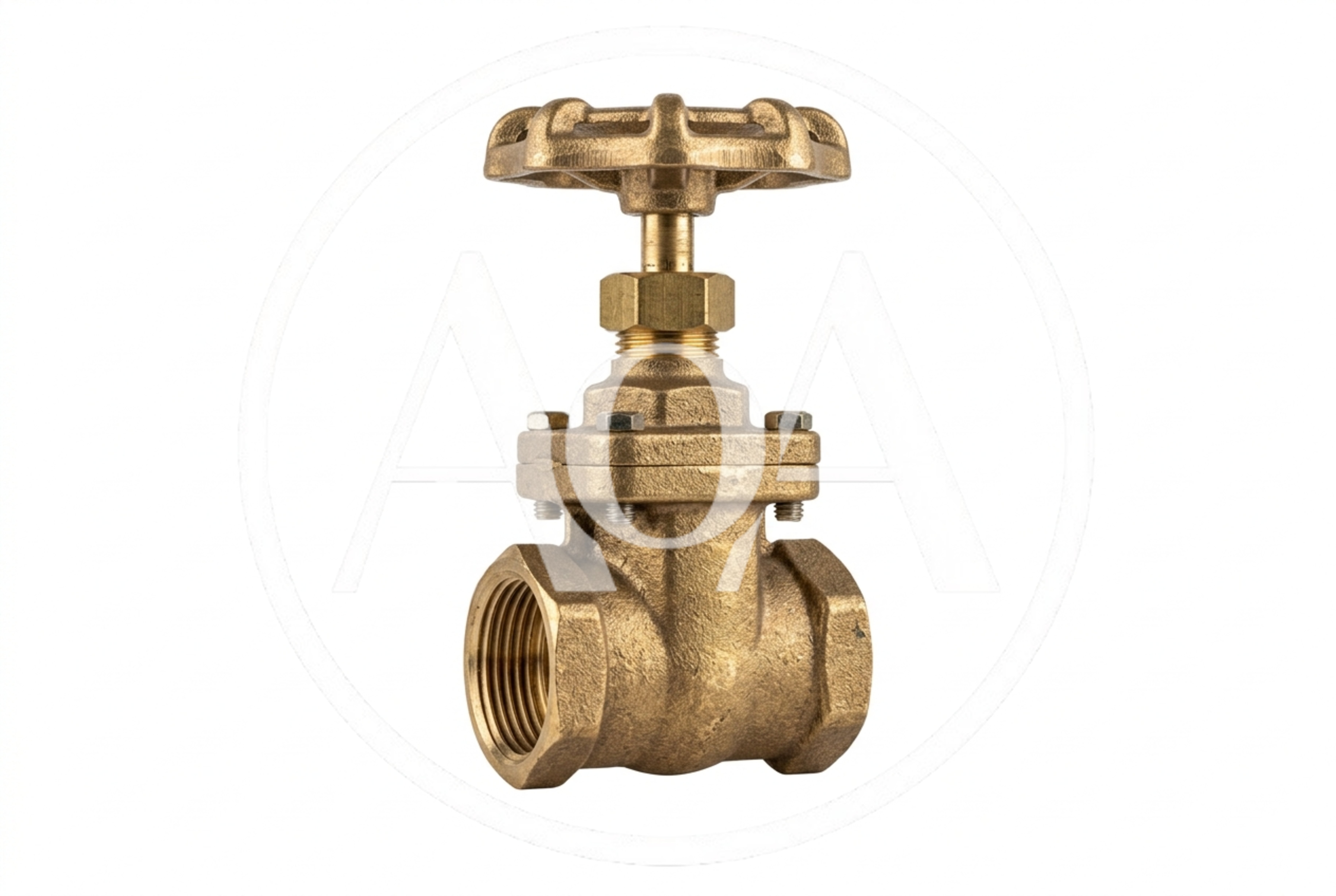 Brass Gate Valve Isolated On White Background