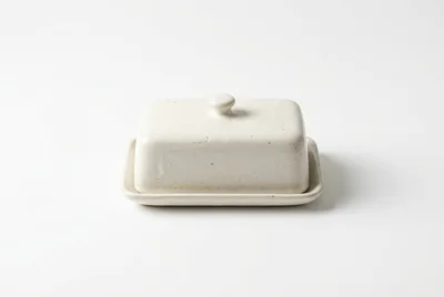 Ceramic Butter Dish On White Background
