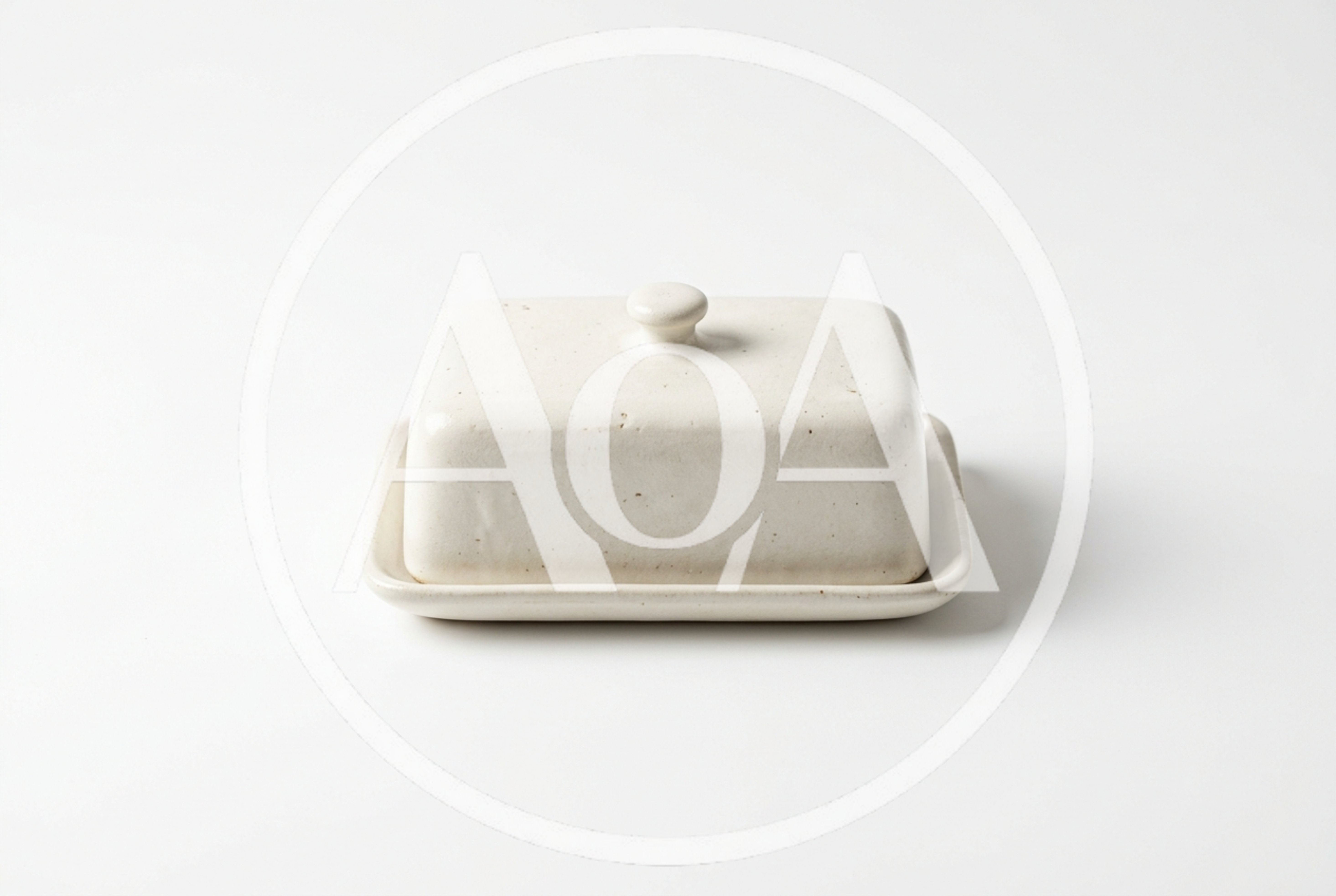 Ceramic Butter Dish On White Background