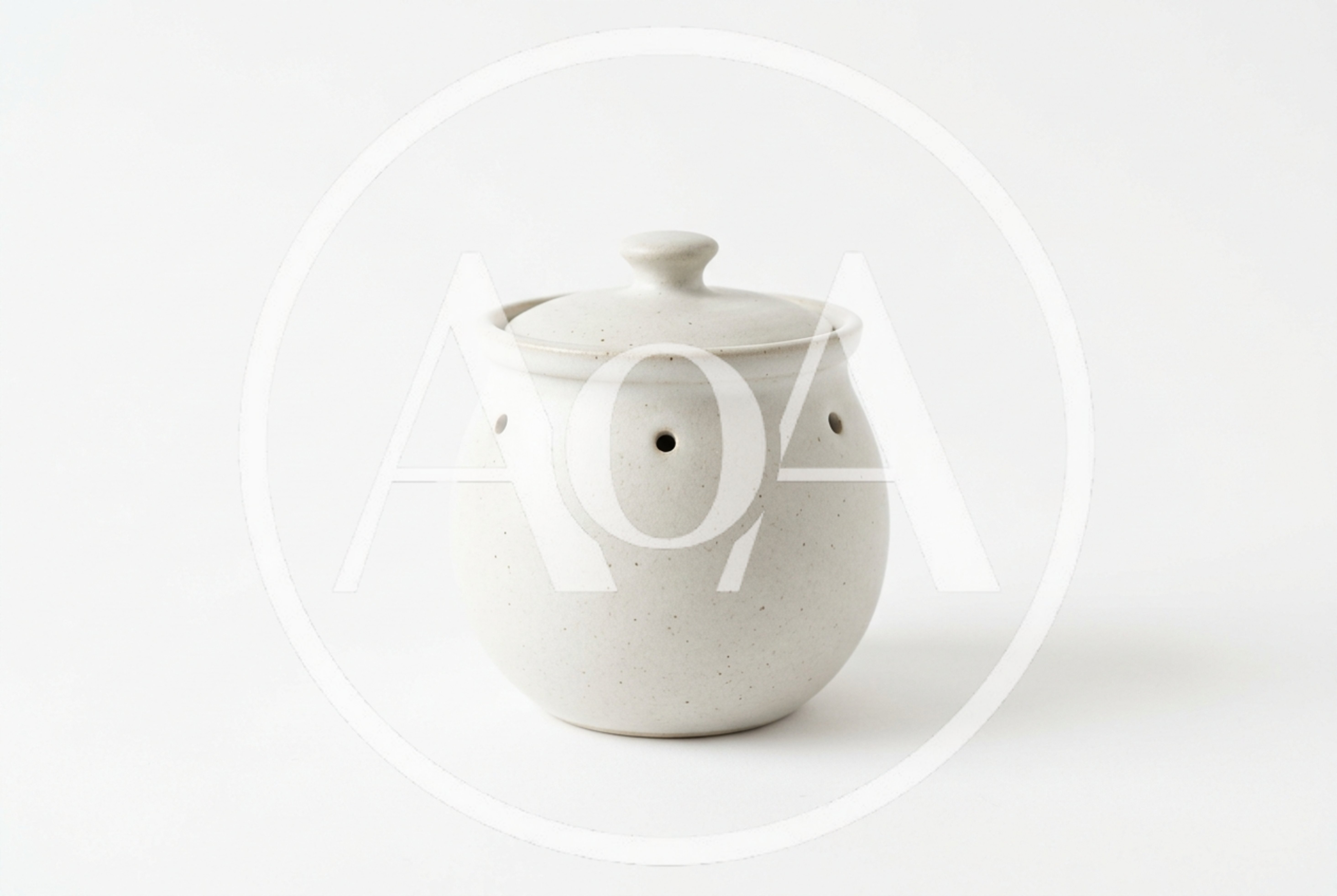 Ceramic Garlic Keeper Jar On White Background