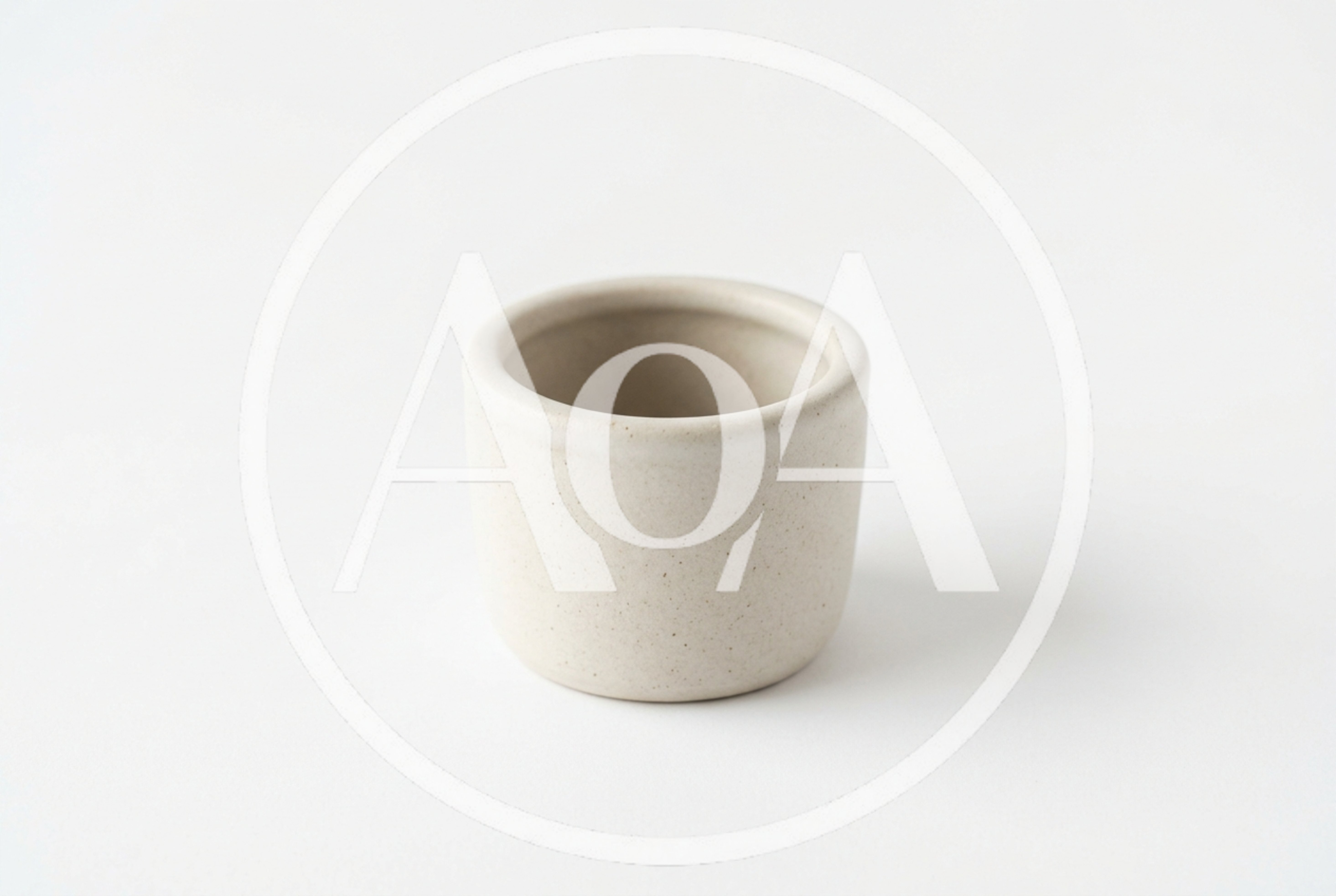 Minimalist Ceramic Cup On White Background
