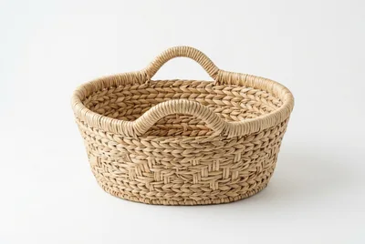 Woven Wicker Basket With Two Handles