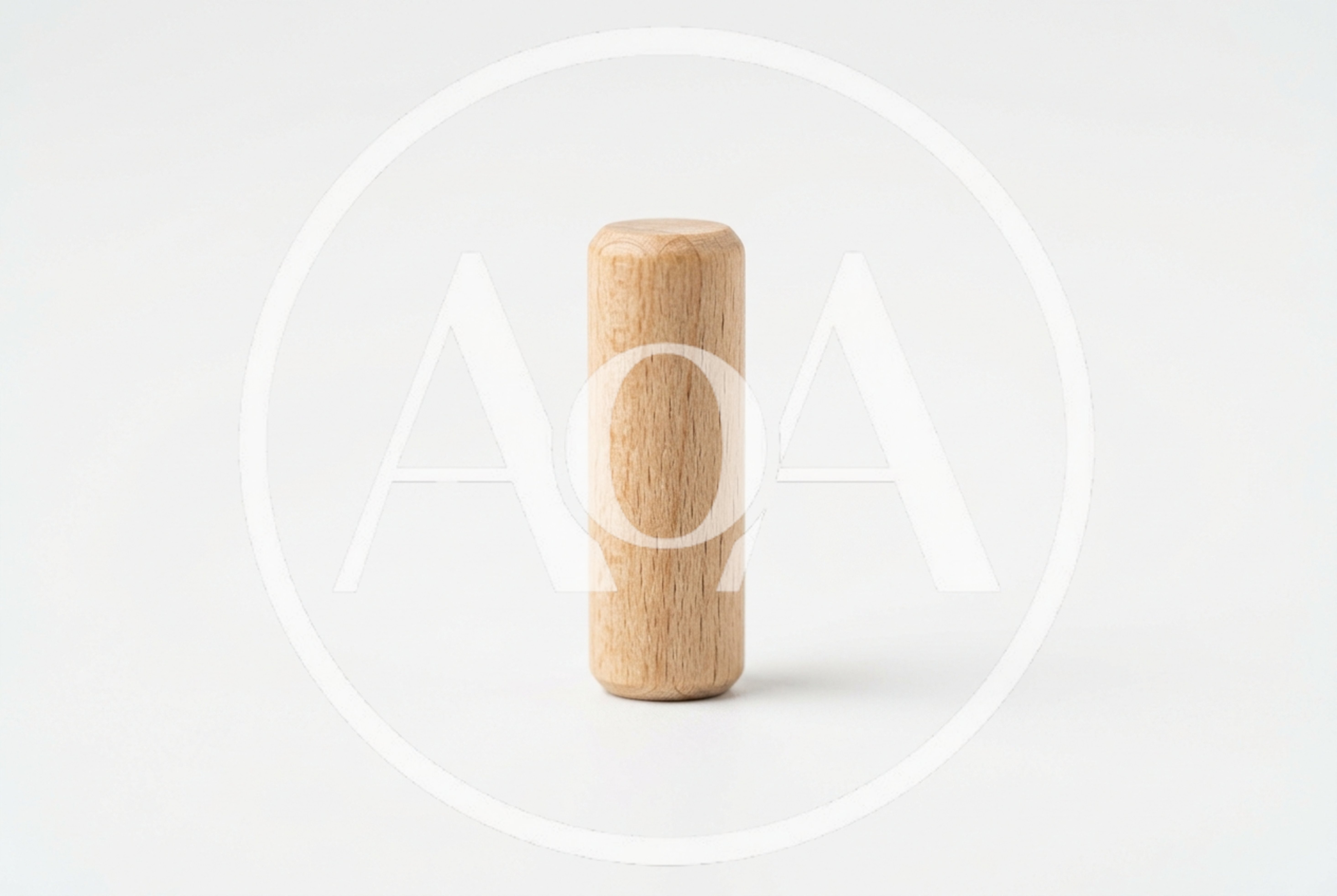 Single Wooden Cylinder Standing On White Background
