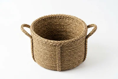 Woven Seagrass Storage Basket With Handles