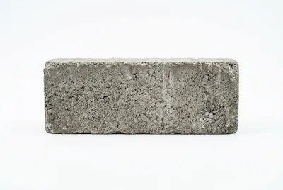 Single Grey Concrete Brick Isolated On White Background