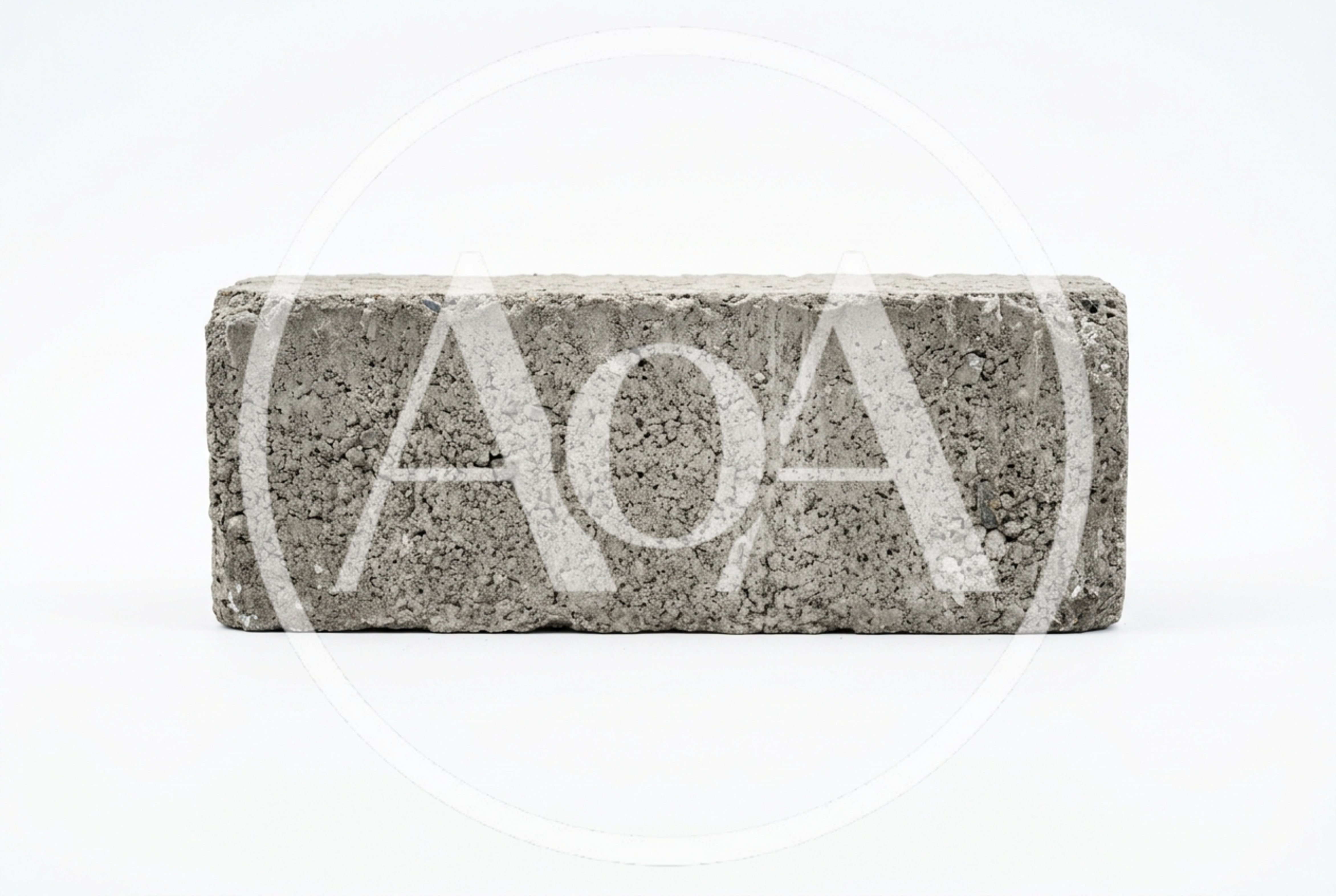 Single Grey Concrete Brick Isolated On White Background