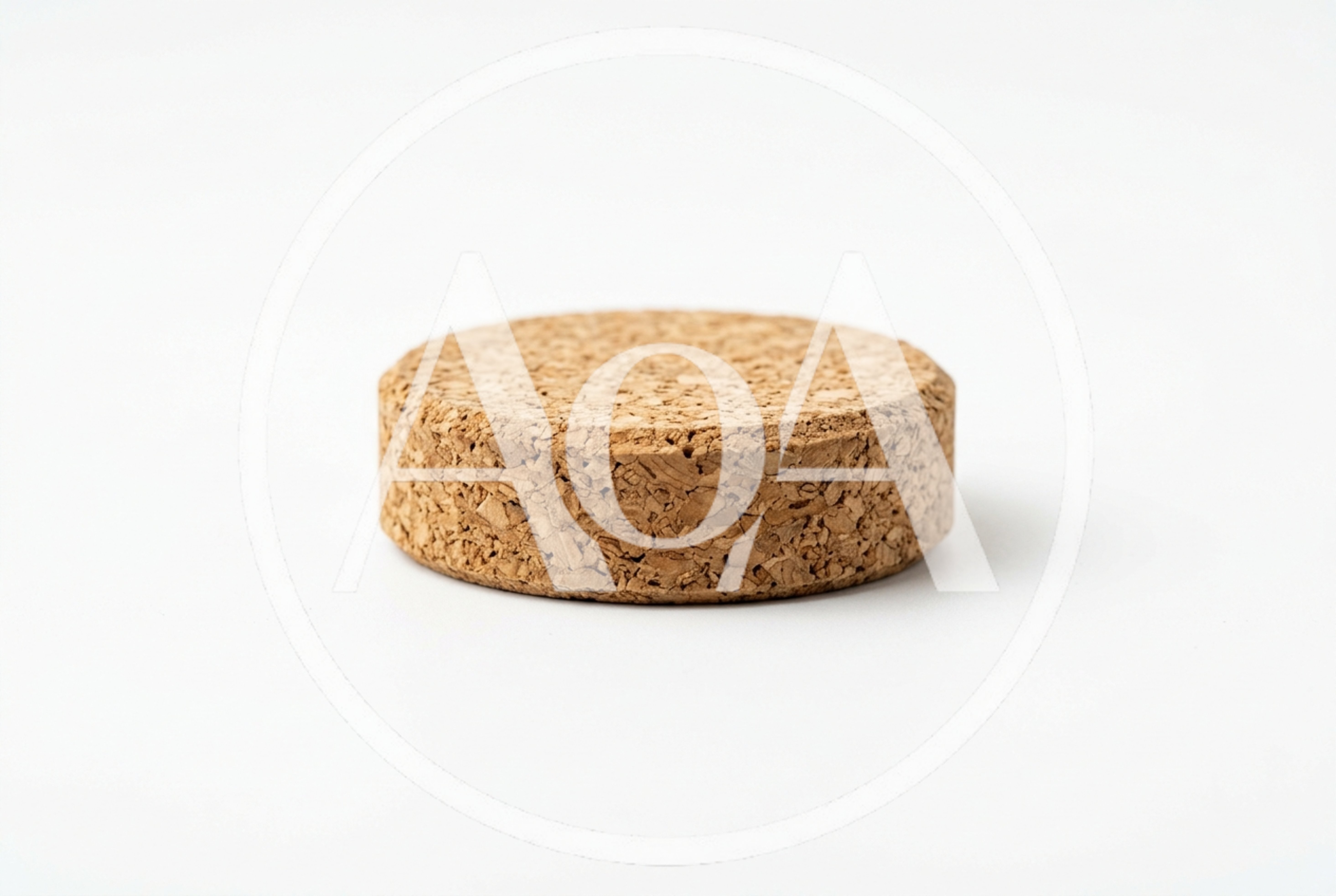 Single Round Cork Stopper On White Background