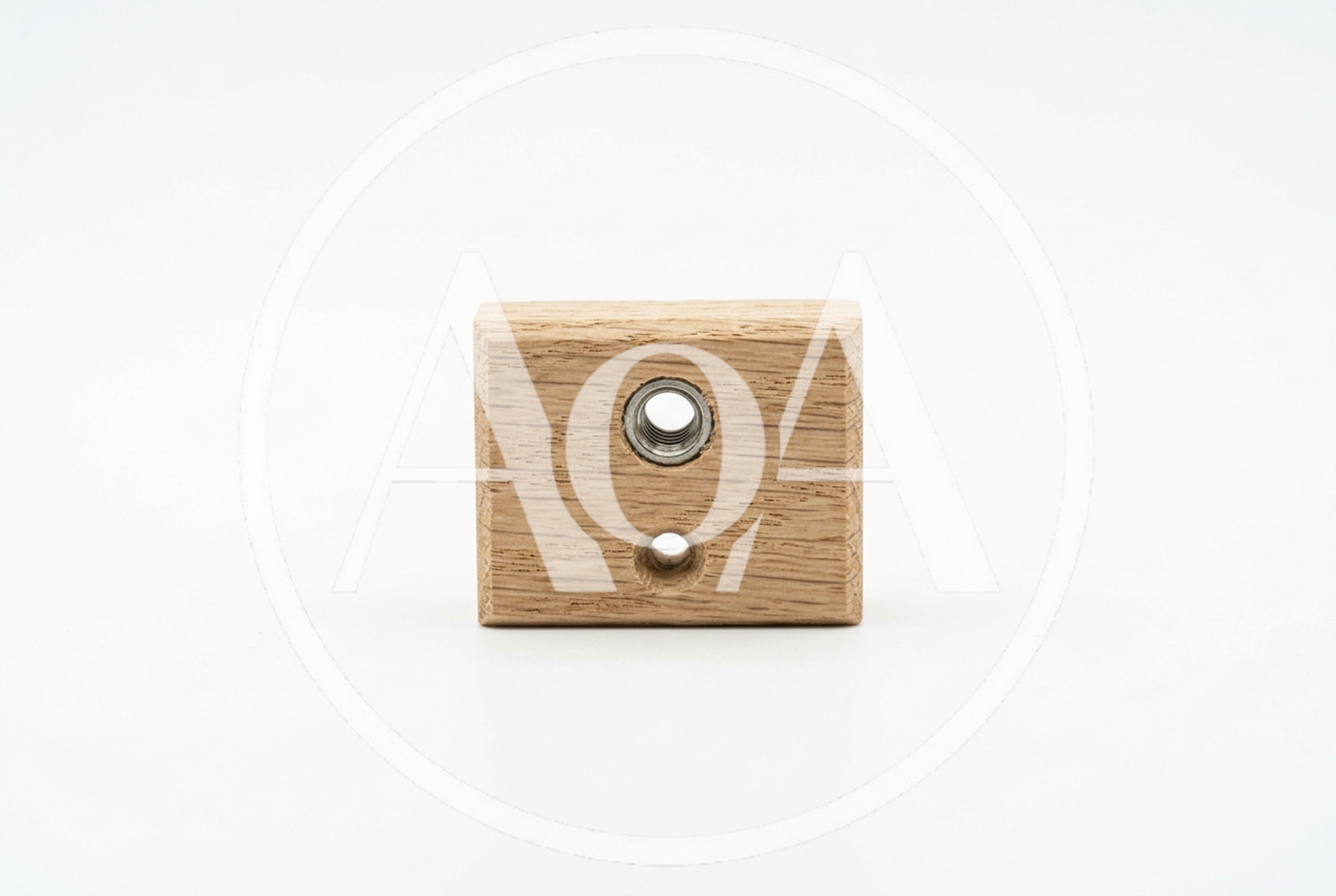 Wooden Block With Metal Threaded Insert And Screw Hole