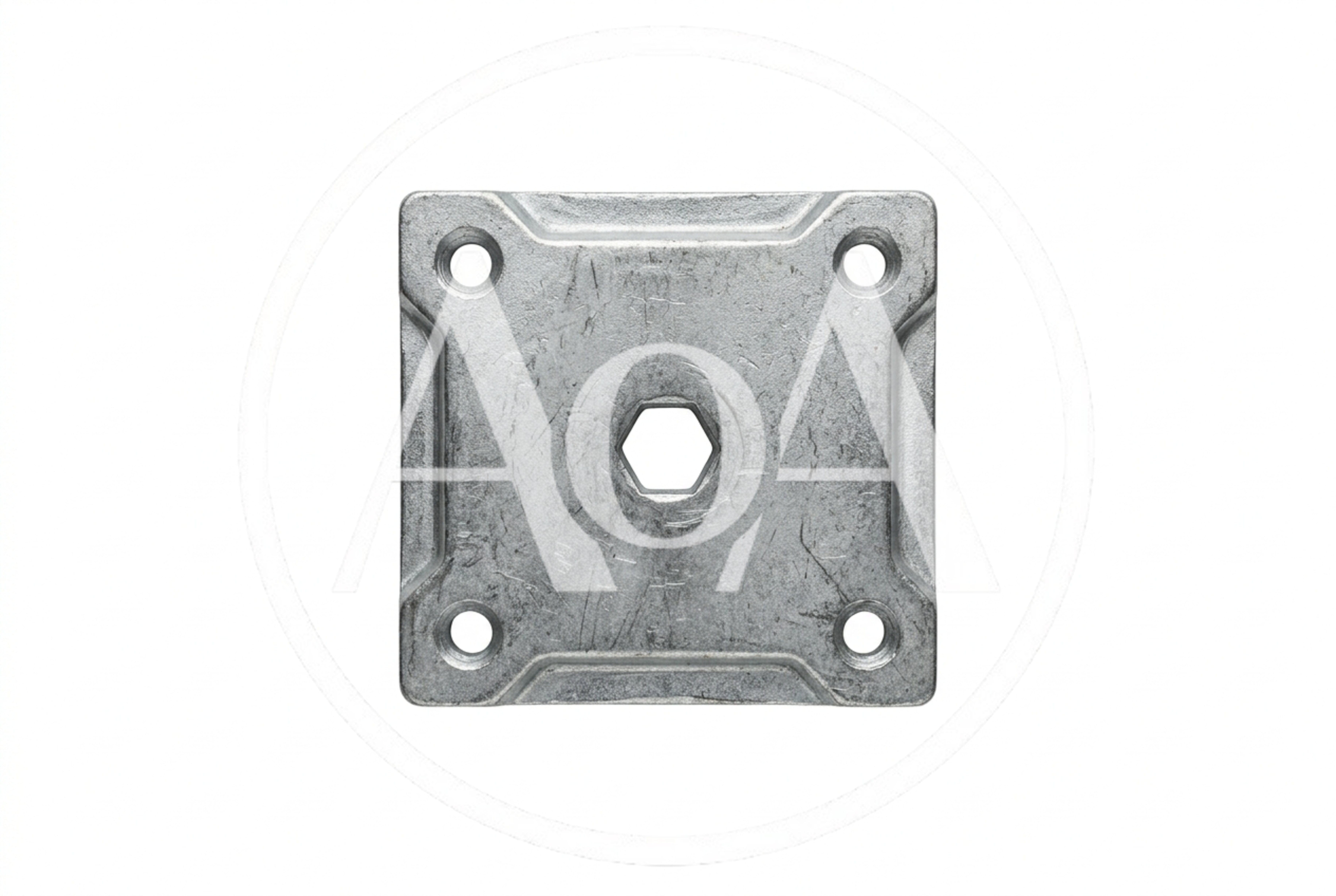 Square Metal Mounting Plate With Hexagonal Center Hole