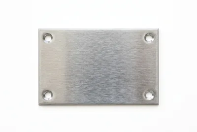 Brushed Metal Plate With Four Countersunk Screw Holes