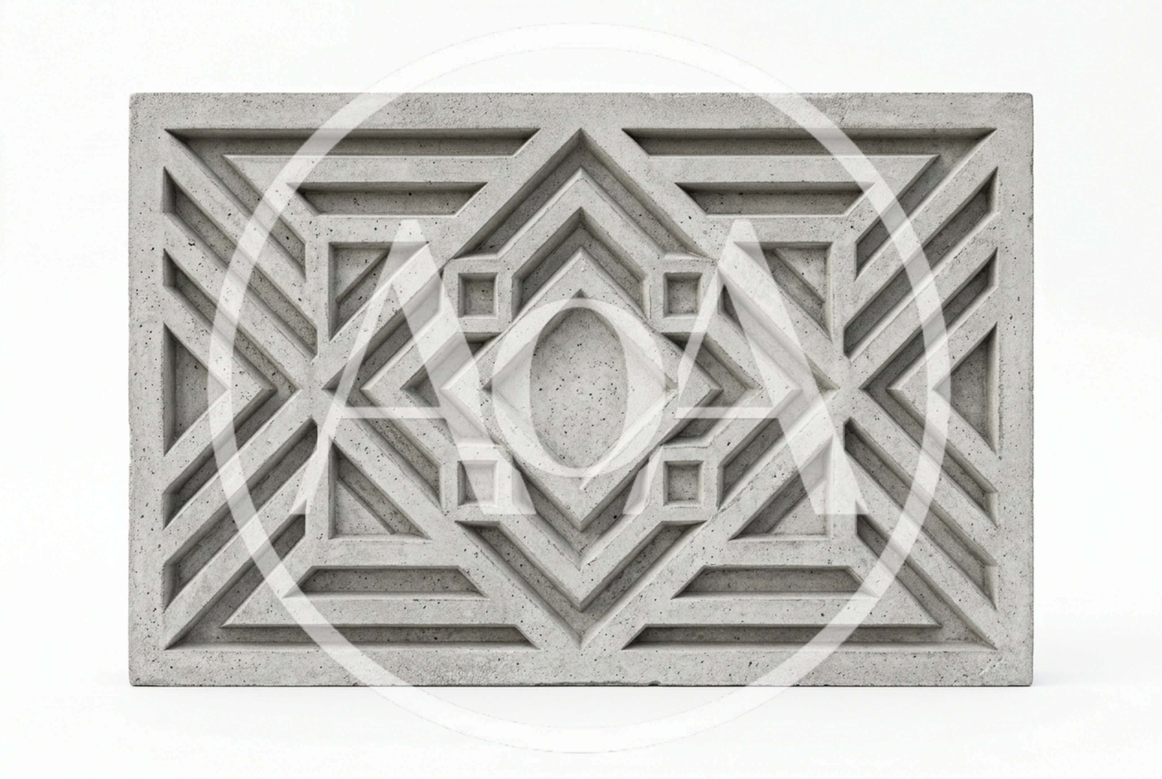 Geometric Concrete Relief Panel With Intricate Pattern