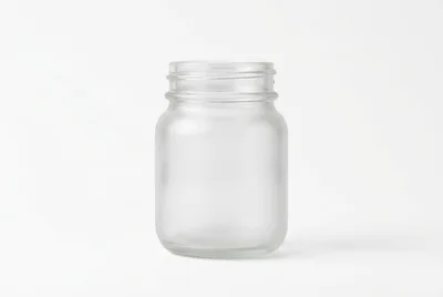 Empty Frosted Glass Jar On White Background