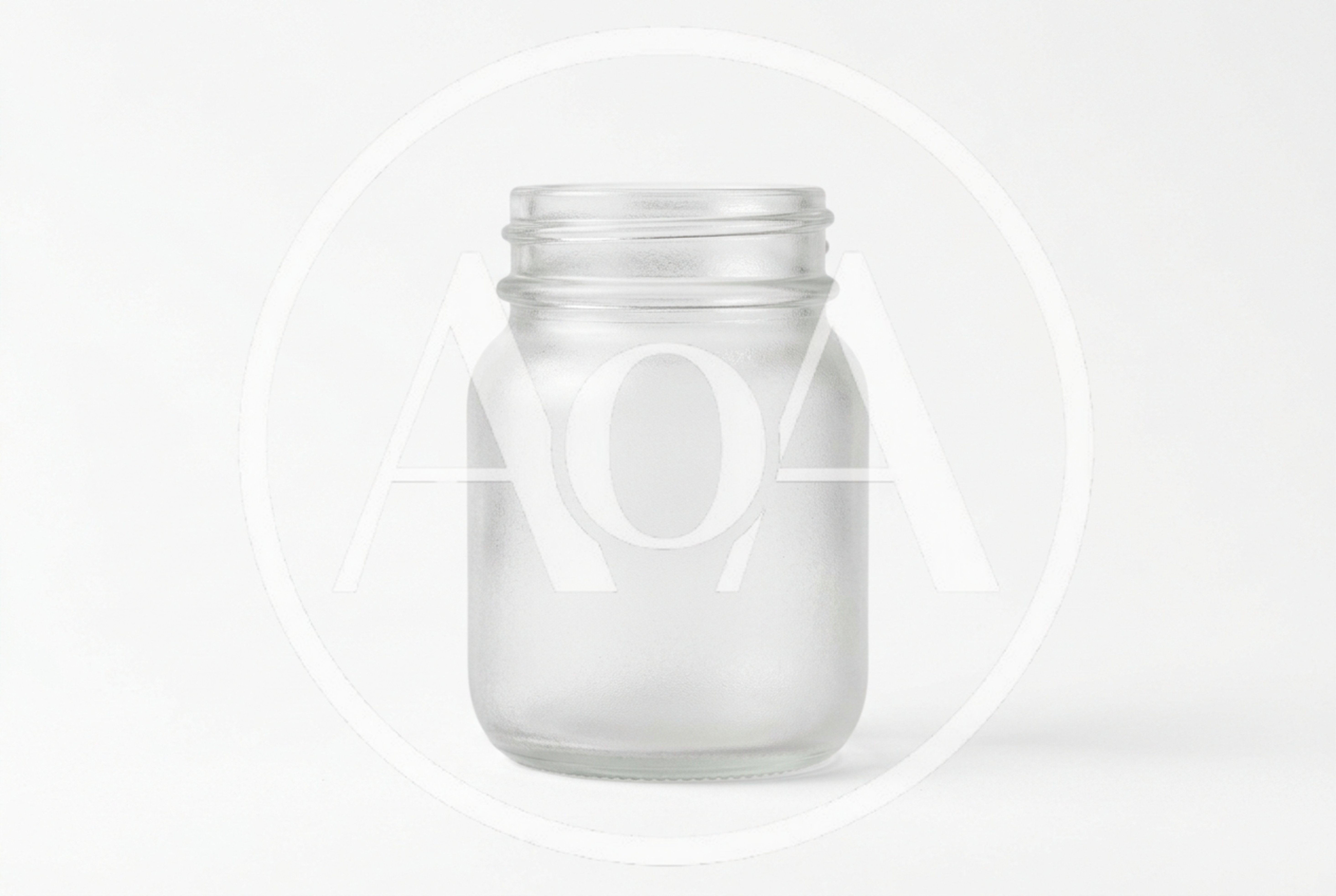 Empty Frosted Glass Jar On White Background