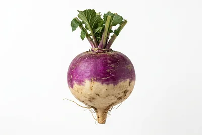 Single Purple Top Turnip With Green Leaves