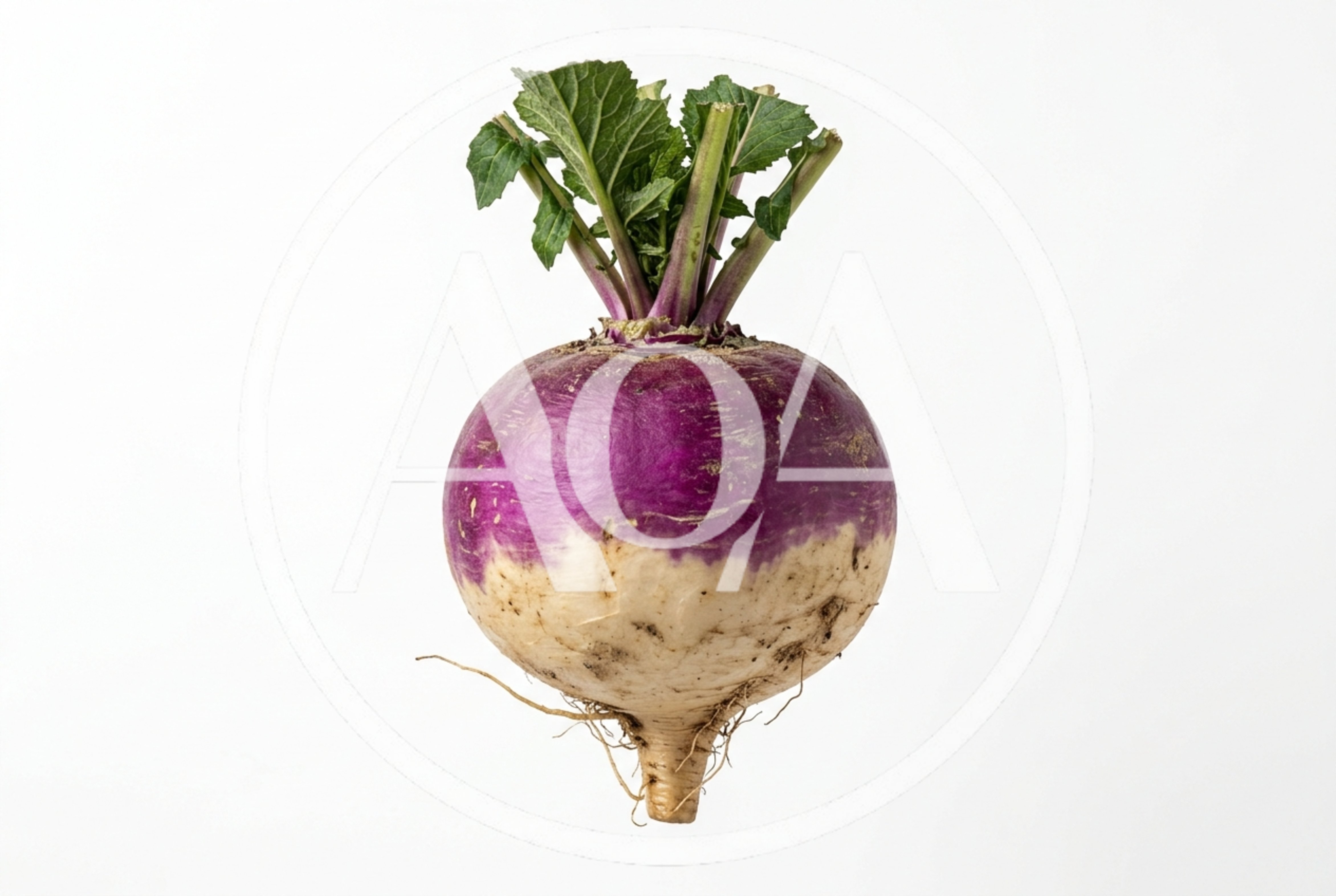 Single Purple Top Turnip With Green Leaves