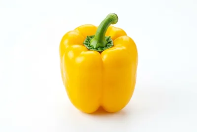 Single Fresh Yellow Bell Pepper Isolated On White