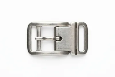 Brushed Metal Belt Buckle Isolated On White Background