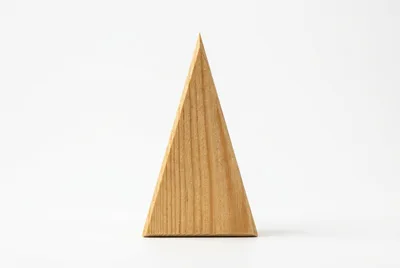 Wooden Triangular Prism Block On White Background