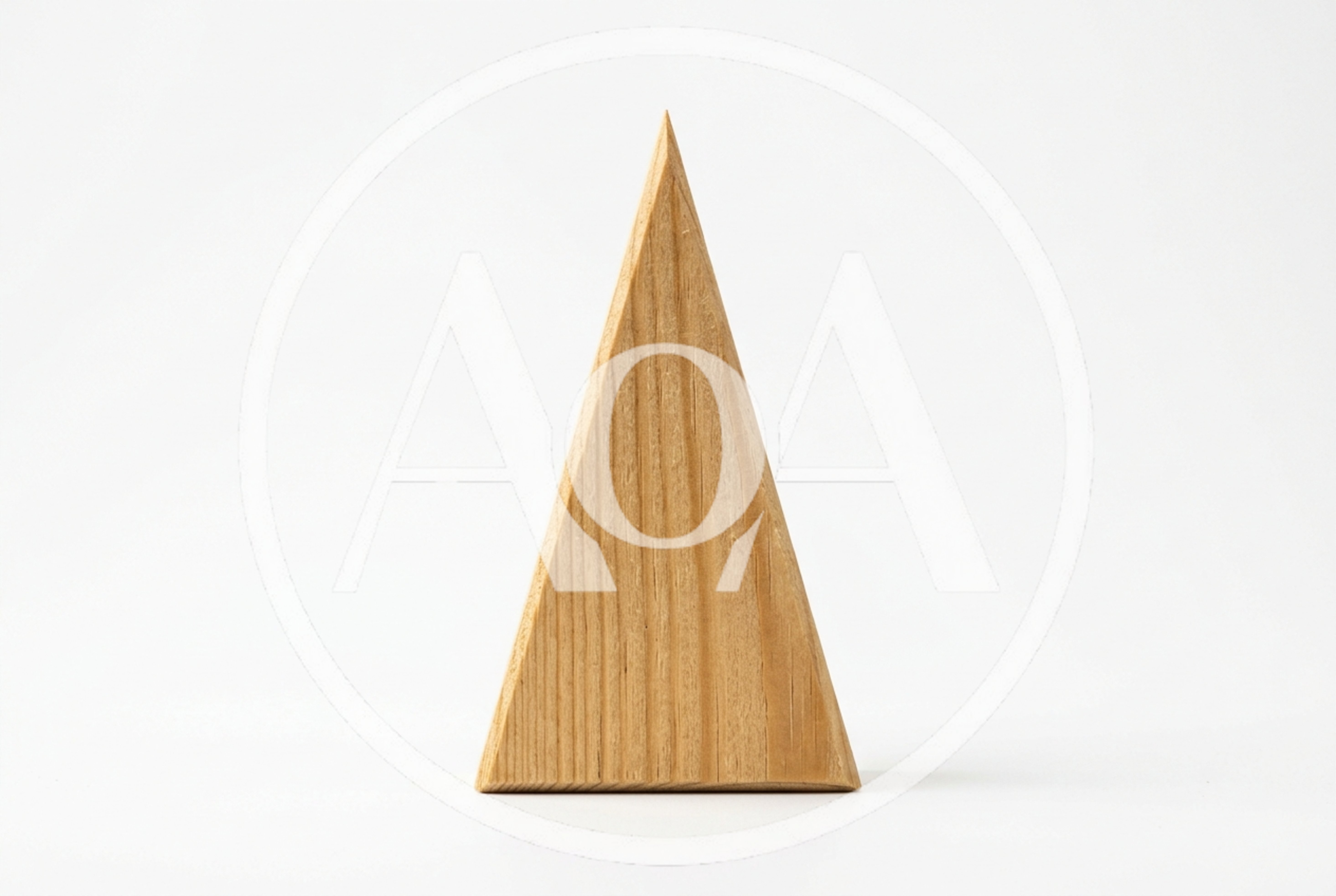 Wooden Triangular Prism Block On White Background