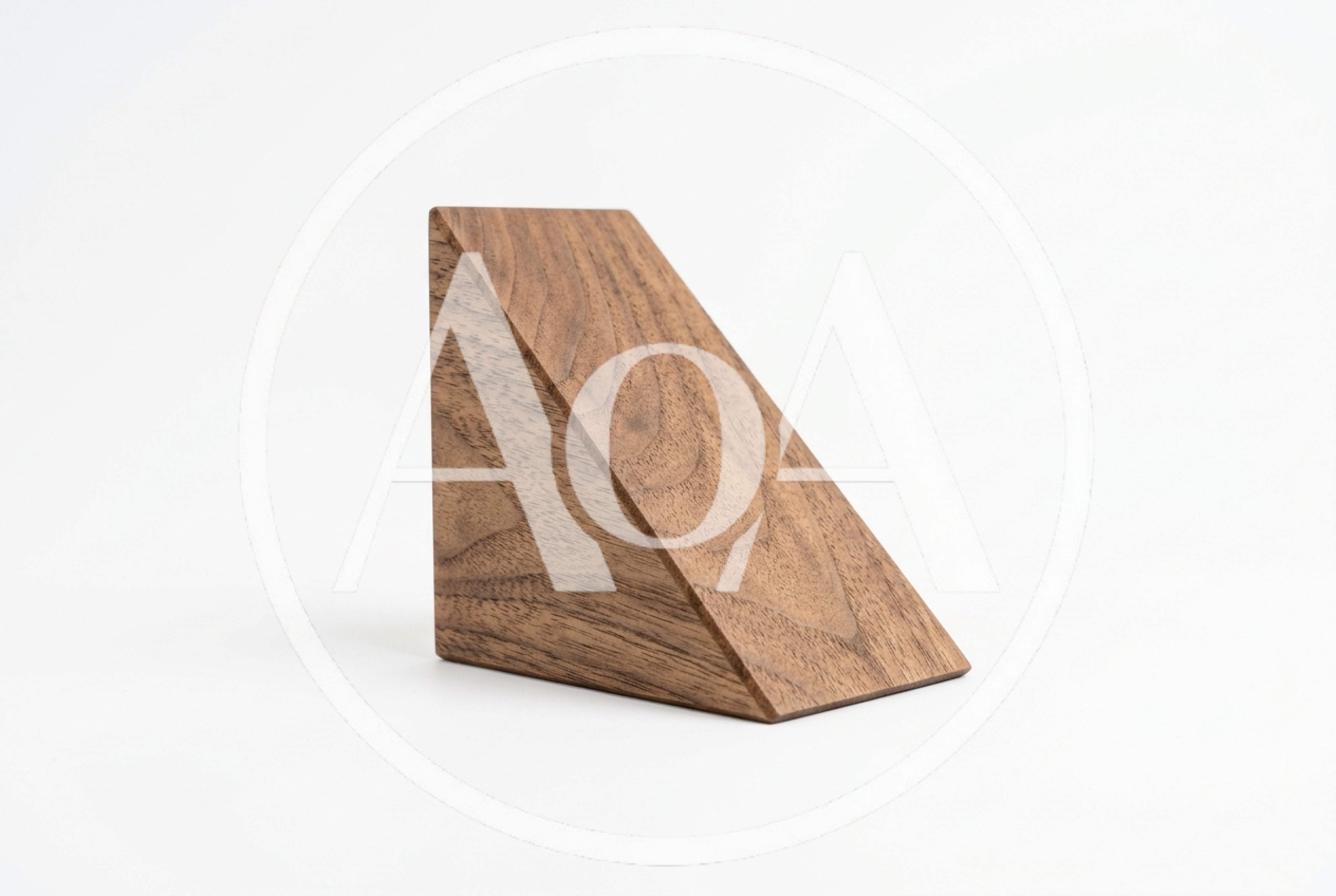 Minimalist Wooden Triangular Block On White Background