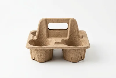 Empty Molded Fiber Four Cup Drink Carrier