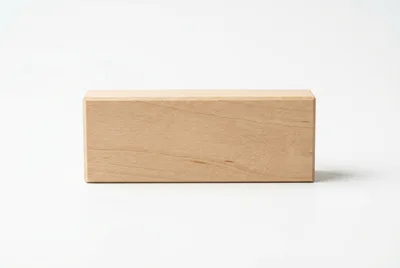Single Wooden Block On White Background