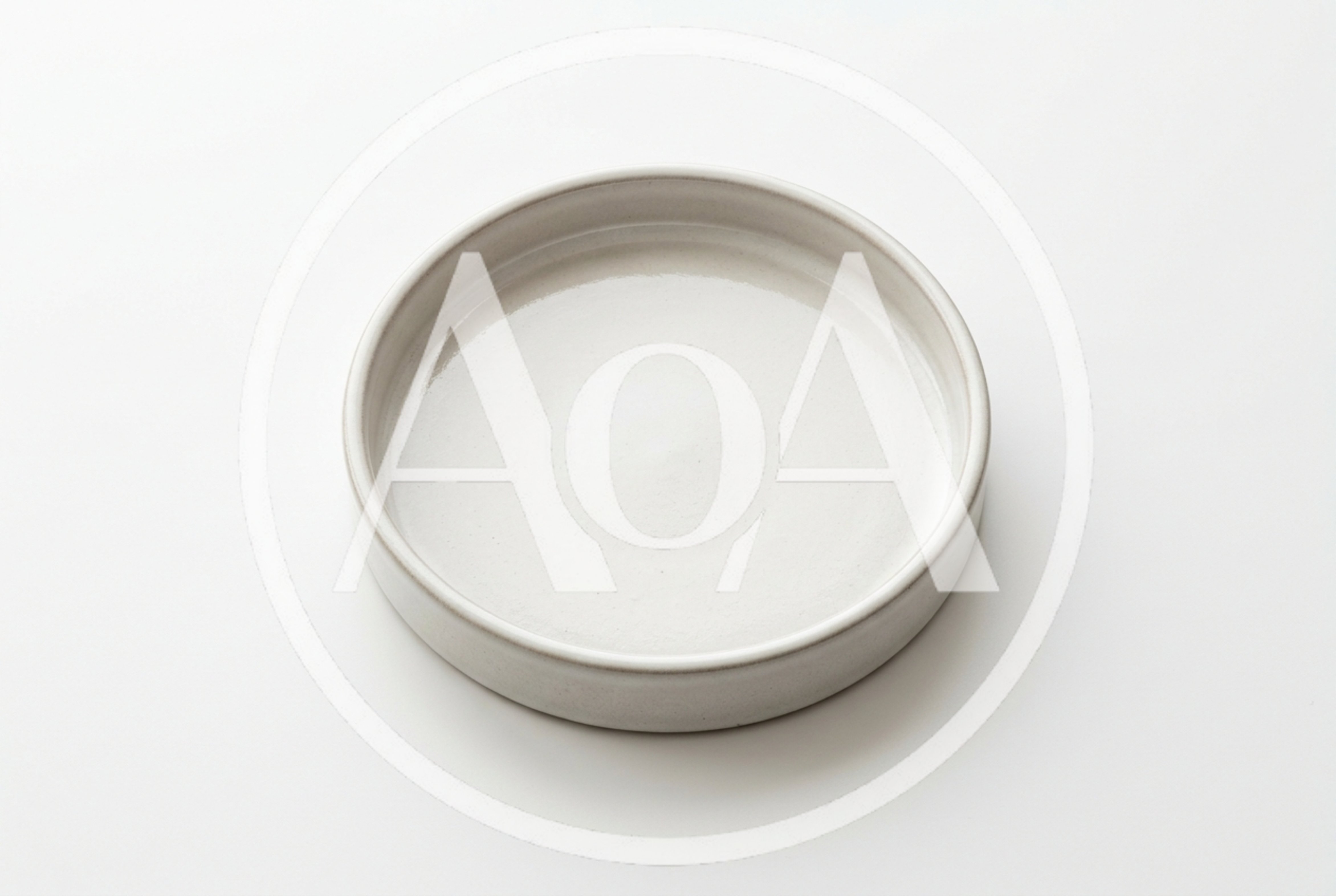 Minimalist White Ceramic Plate on White Background
