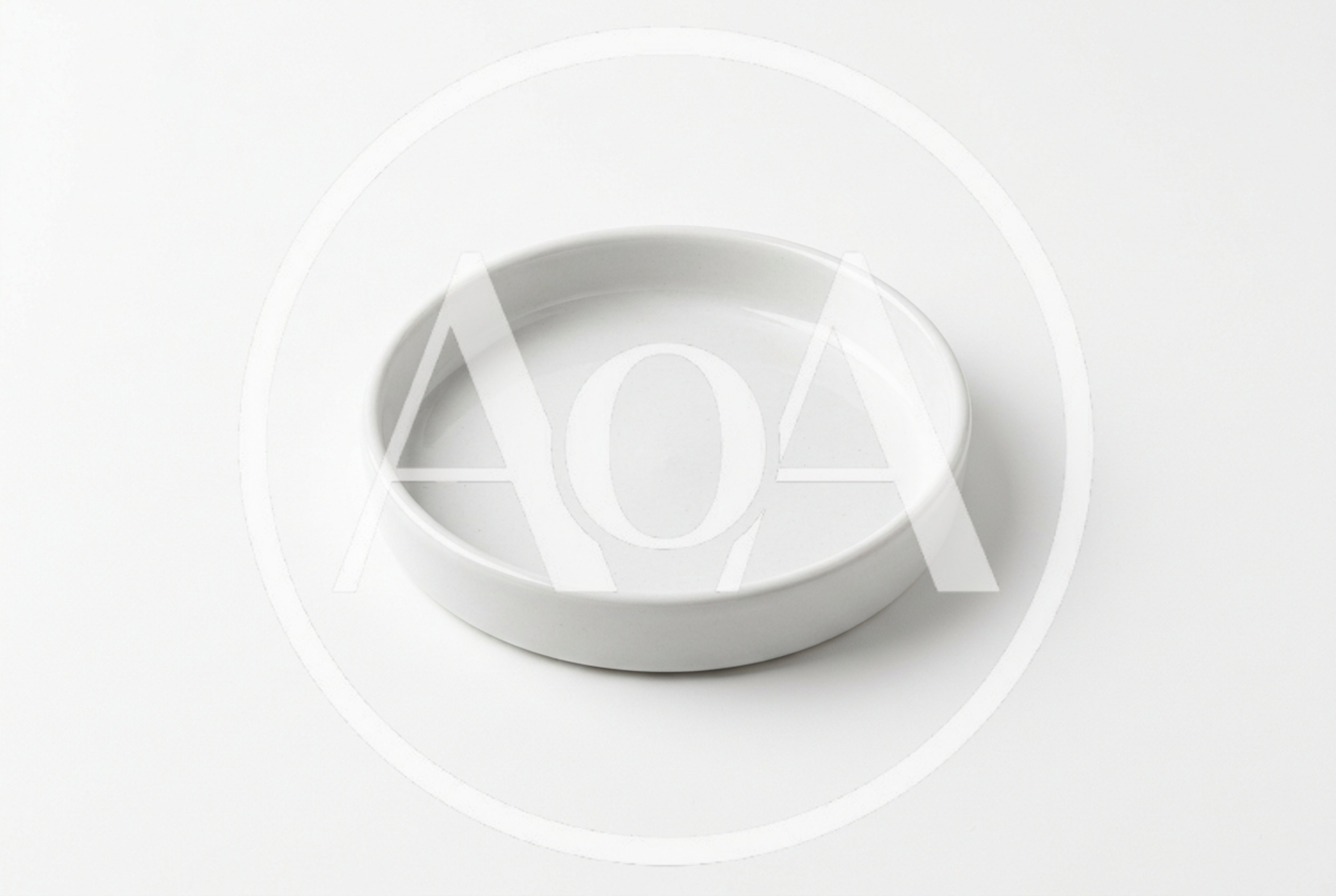 Minimalist White Ceramic Dish On White Background