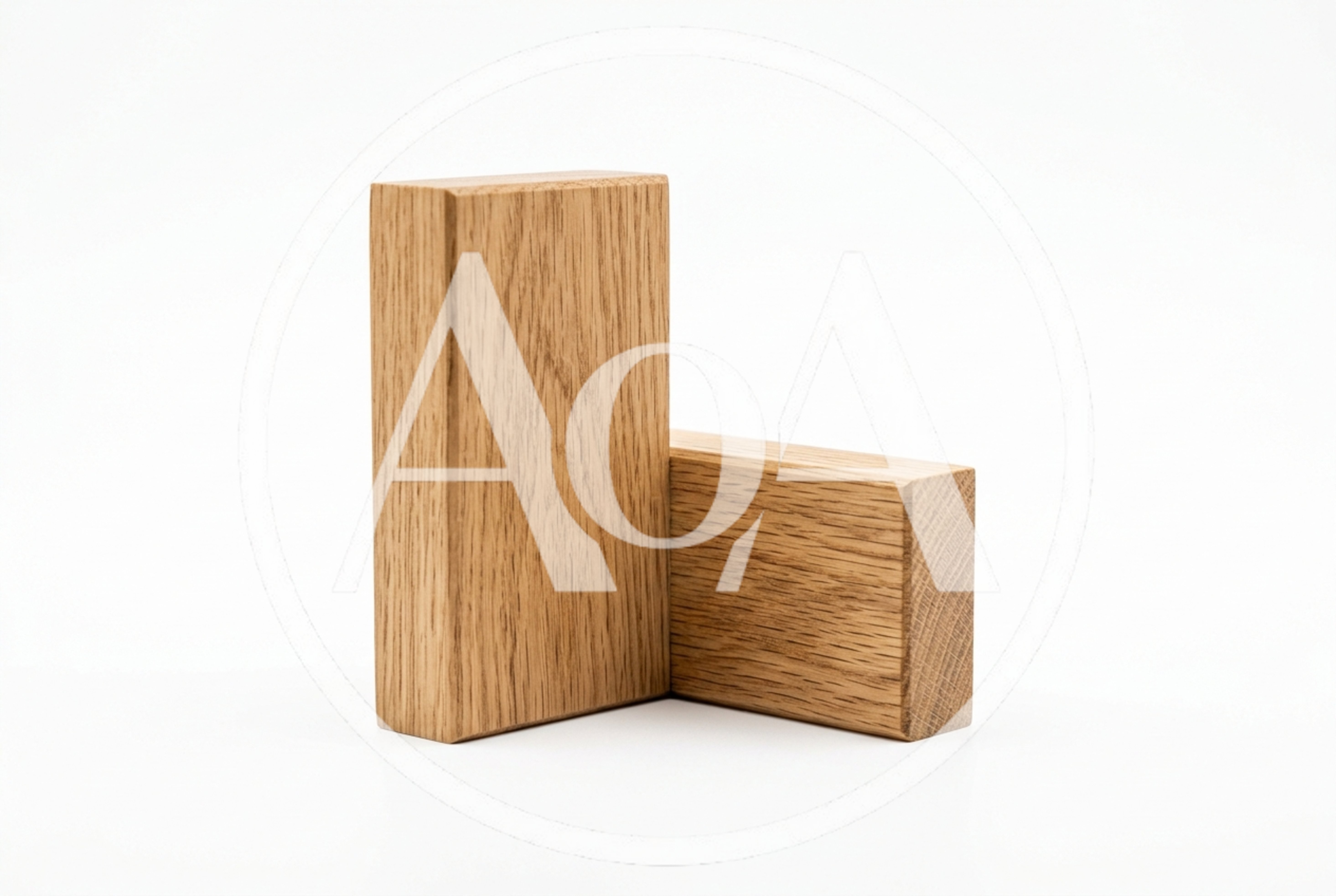 Two Rectangular Oak Wood Blocks Arranged Together