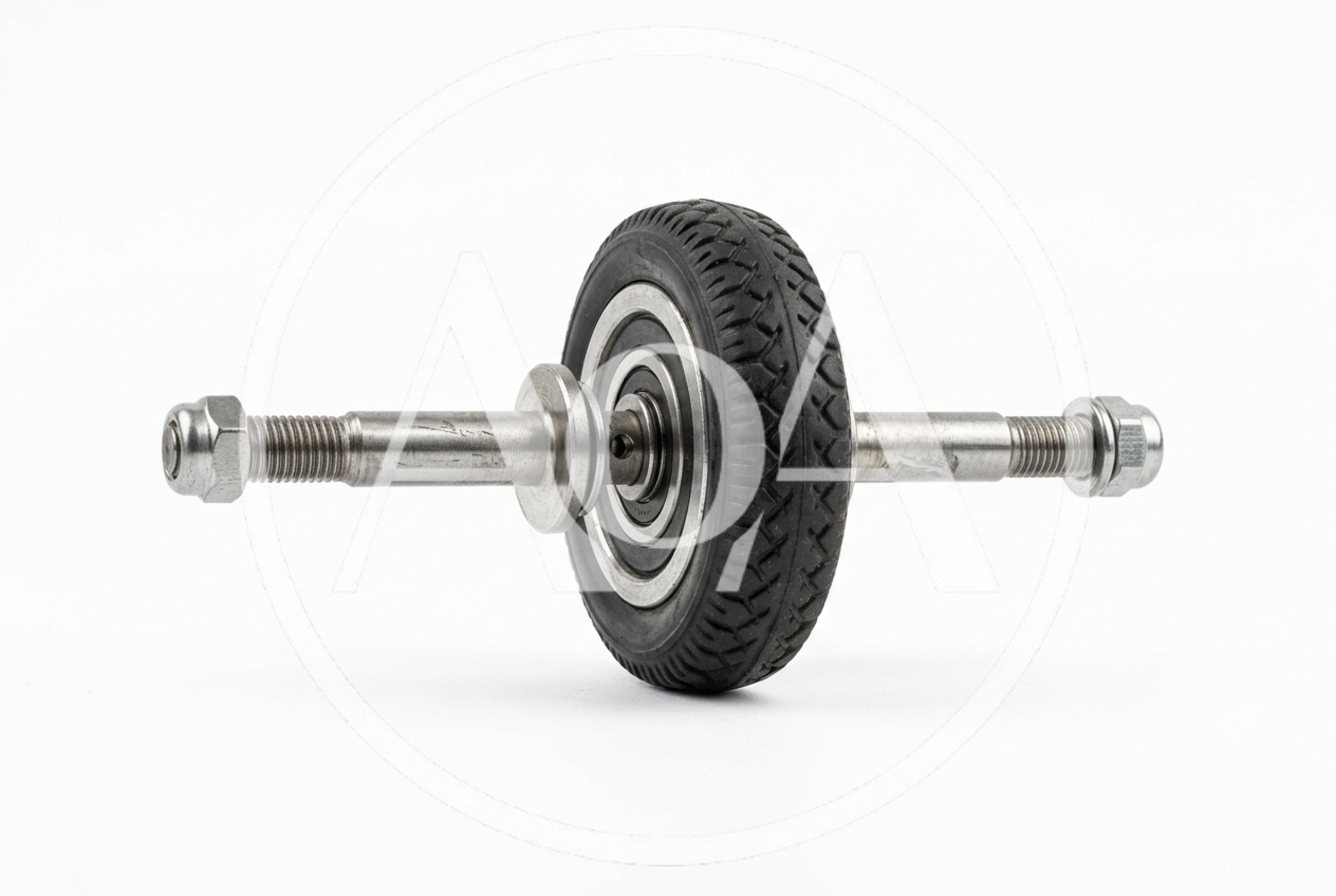 Small Rubber Wheel With Metal Axle Assembly