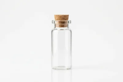Empty Glass Bottle With Cork Stopper