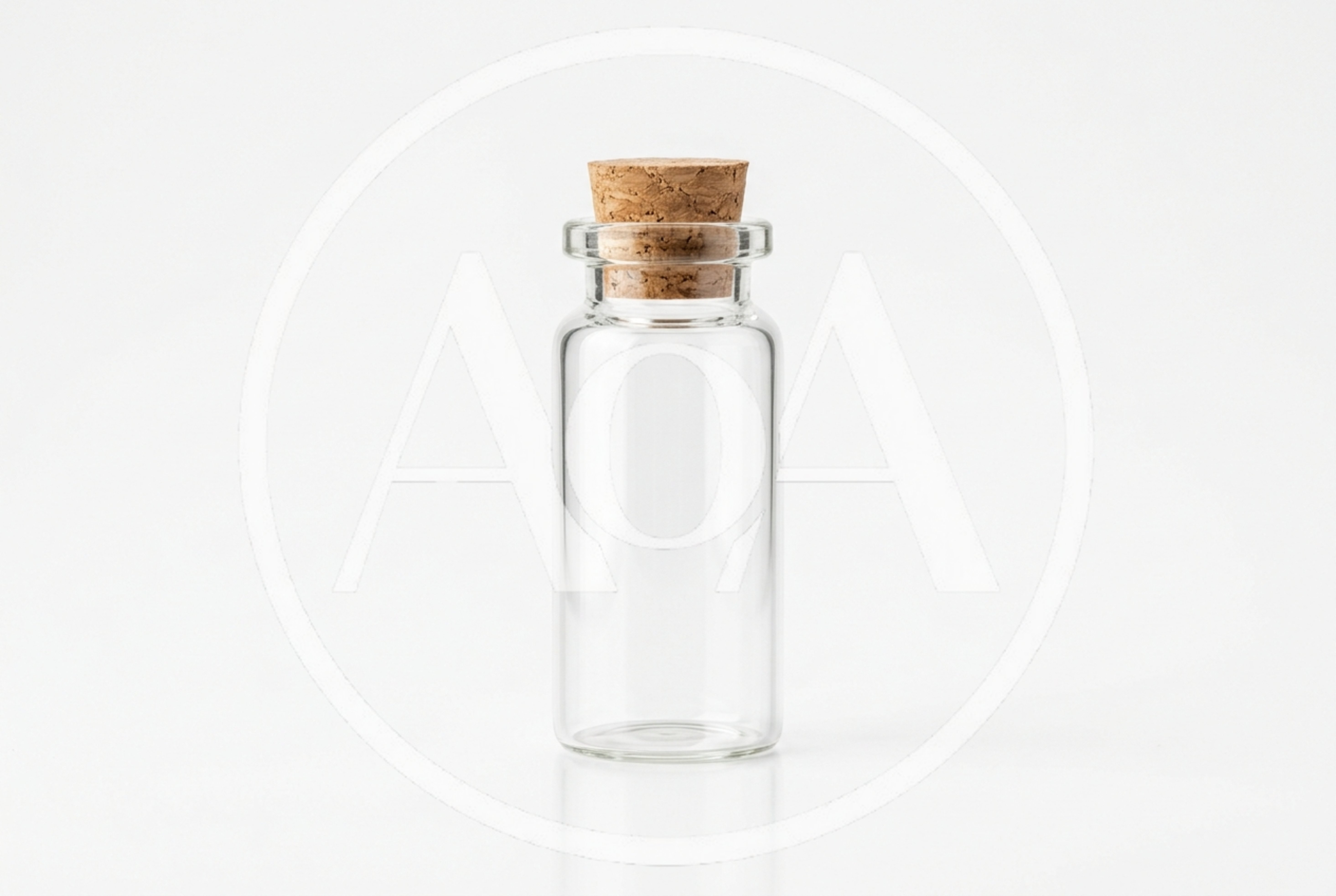 Empty Glass Bottle With Cork Stopper
