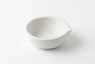 White Ceramic Mortar Bowl on White Background