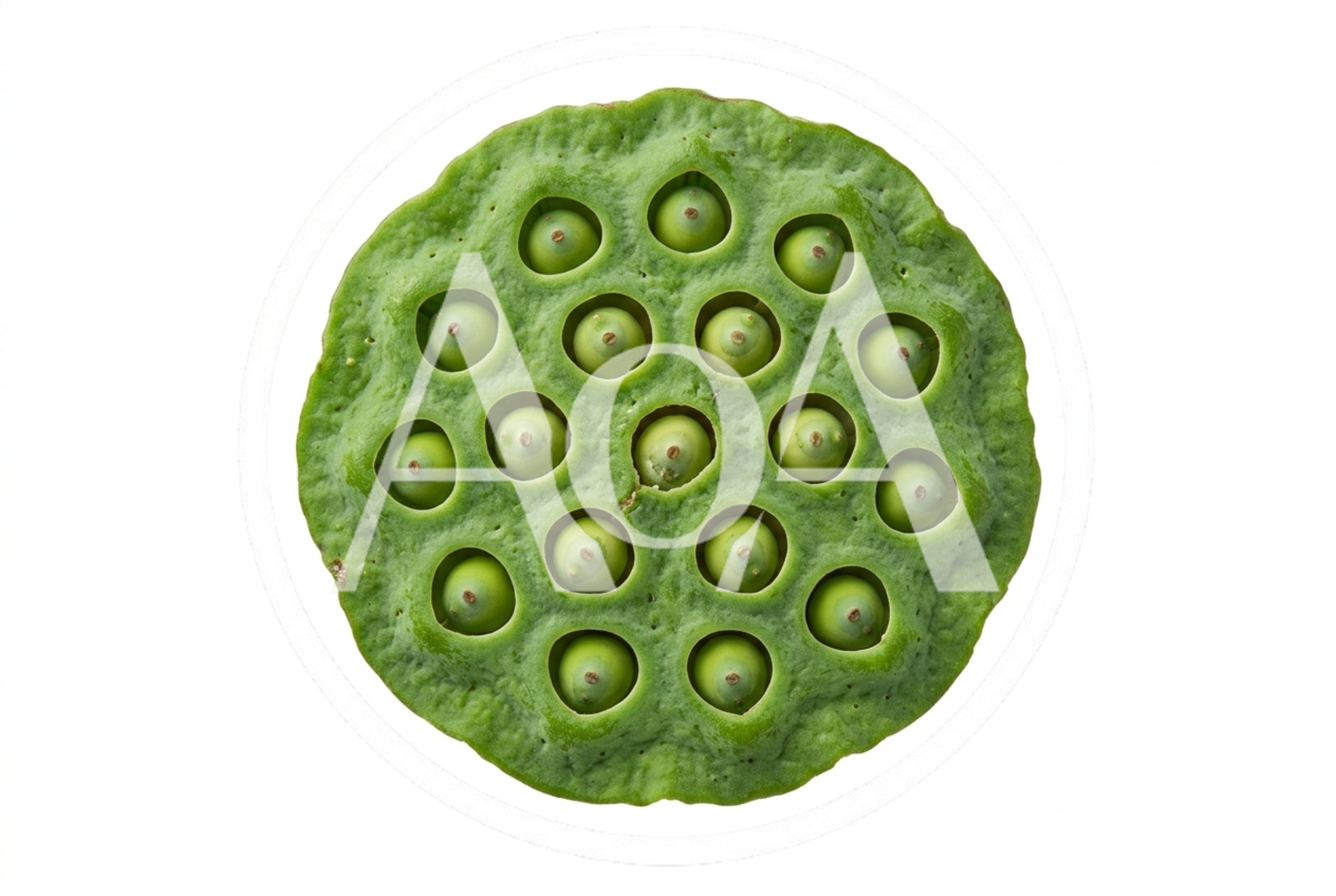Fresh Green Lotus Seed Pod Isolated On White