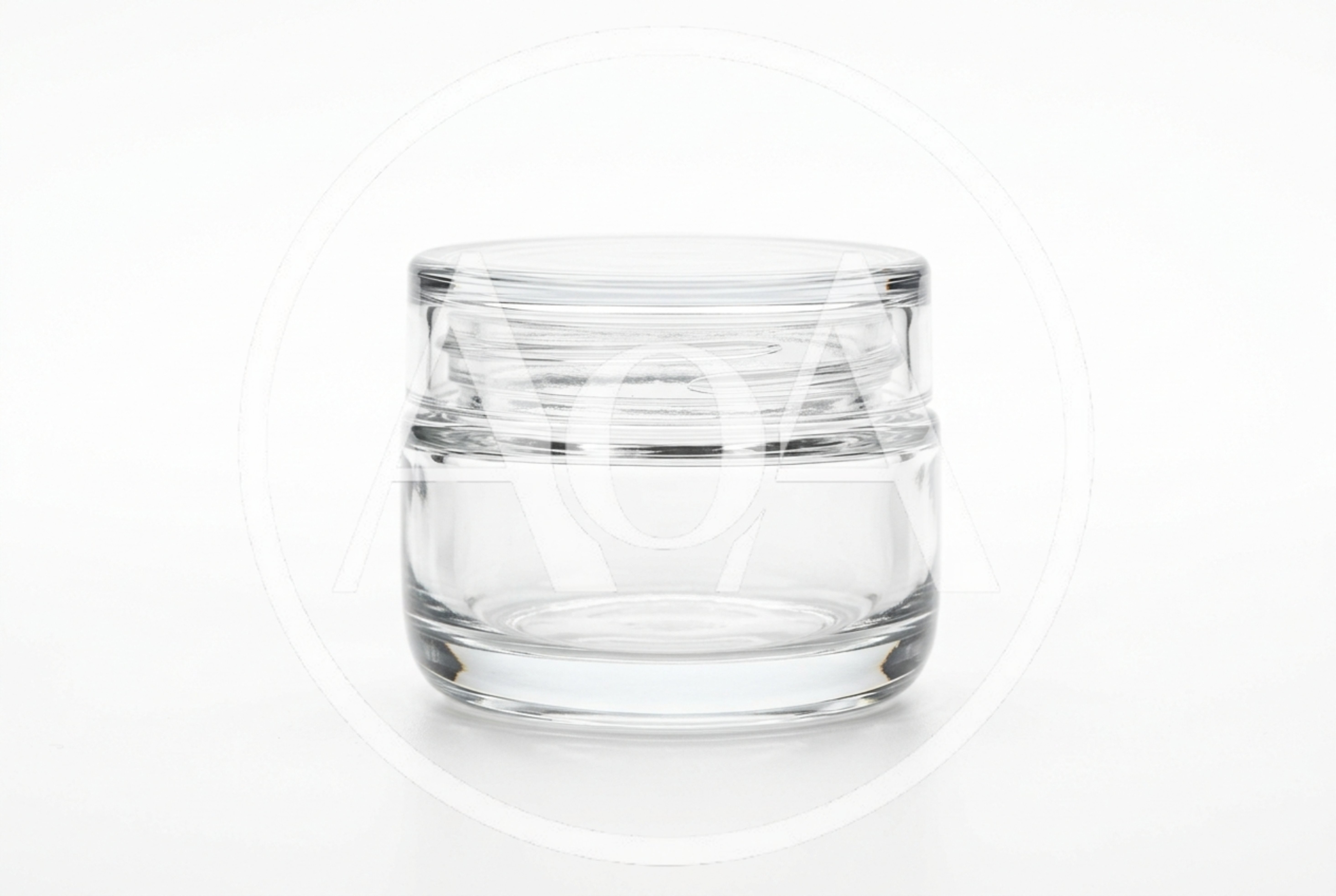 Empty Clear Glass Cosmetic Jar On White Background
