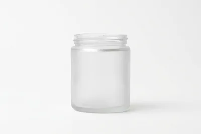 Empty Frosted Glass Jar On White Background