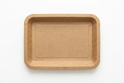 Empty Rectangular Brown Paper Food Tray