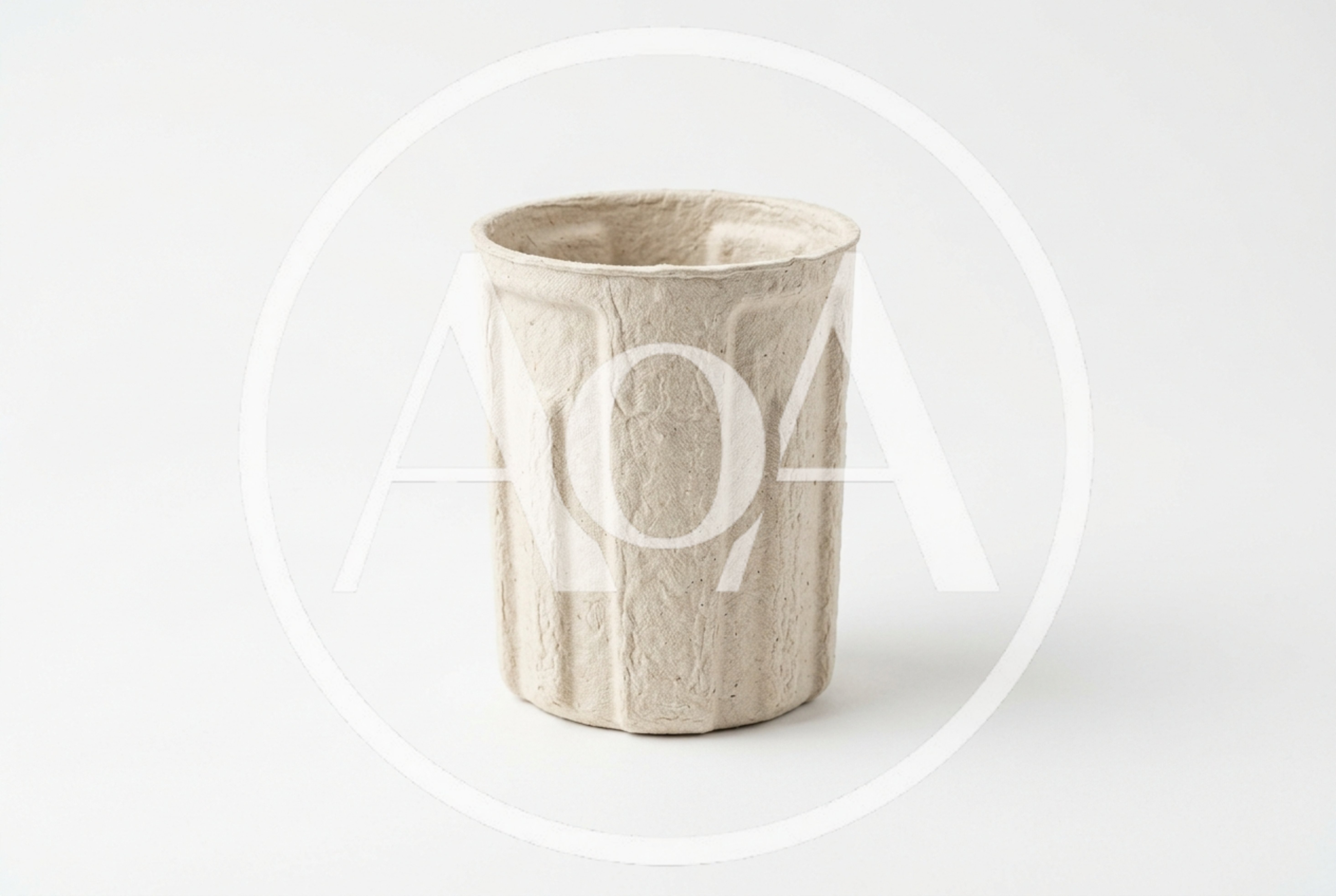 Molded Pulp Fiber Cup on White Background